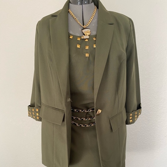 Army Green Studded Jacket - Picture 2 of 2